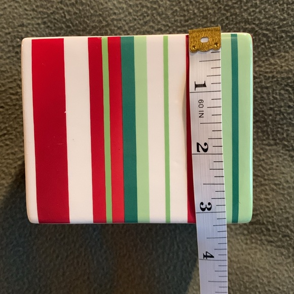 Jackson and Perkins striped holiday plant pot.  Approximately 3 3/4” x 3 1/4” - Picture 2 of 6
